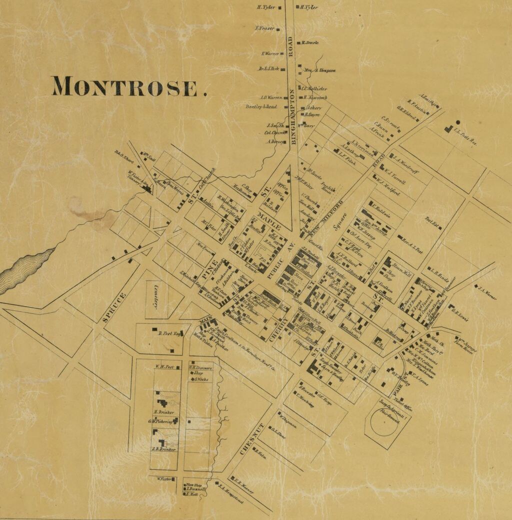 Detail from the Map of Susquehanna County by G. M. Hopkins, 1858